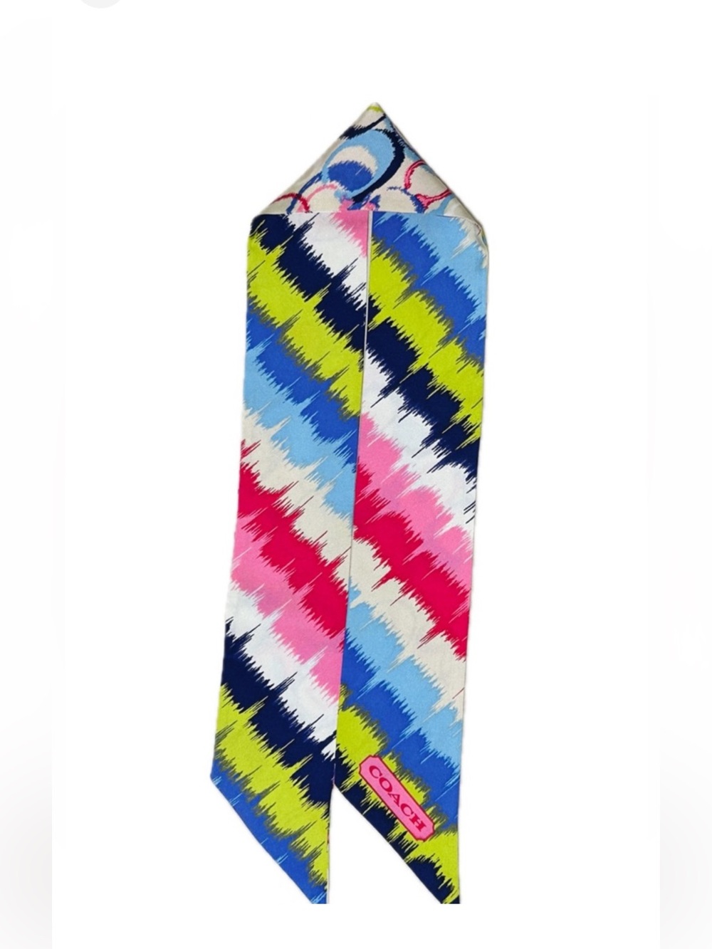 Coach Poppy multicolor IKAT print silk skinny scarf - Picture 8 of 10